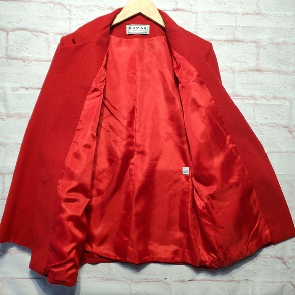 VTG Dumas 100% Pure Wool Jacket Womens Medium Red Classic Holiday 80s Blazer USA - Picture 5 of 15